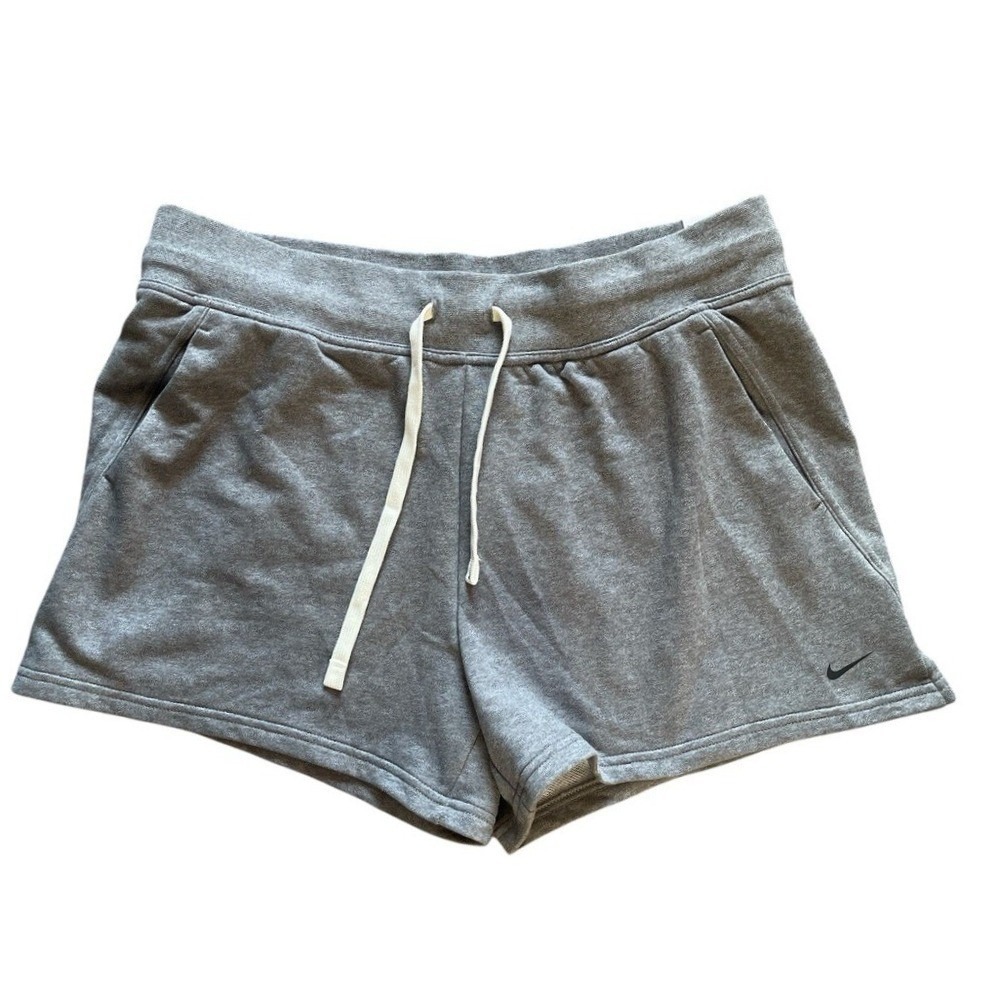 Nike Dri-FIT Shorts Womens XL Grey French Terry Standard Fit Drawstring Athletic